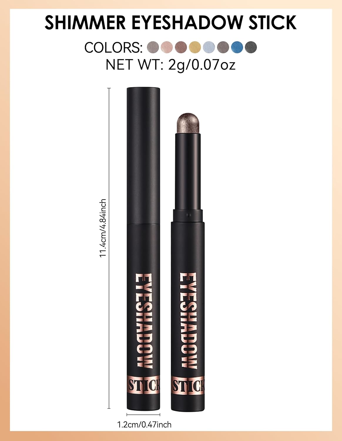 Erinde 24 Midnight Black Shimmer Cream Eyeshadow Stick Waterproof Metallic Glitter Pencil - Image 7