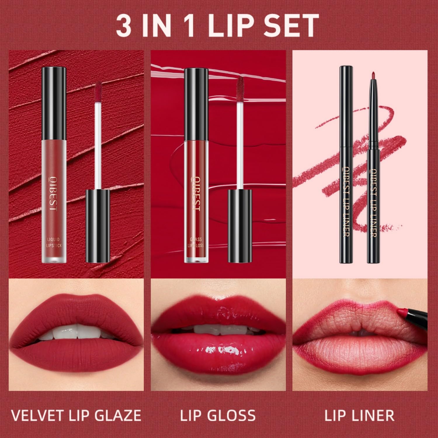 MAEPEOR 3-in-1 Lip Kit: Smooth Lipliner, Lipgloss, Velvet Matte Liquid Lipstick - Kit 11, Hot Chocolate - Image 4