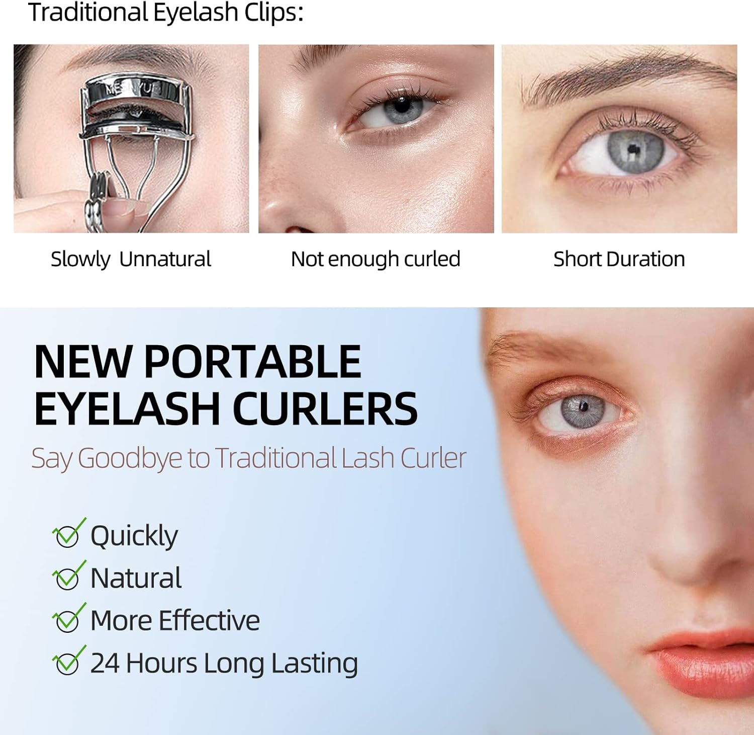 USB C Rechargeable Heated Eyelash Curler Comb, 24H Long Lasting Wear, Black - Image 4