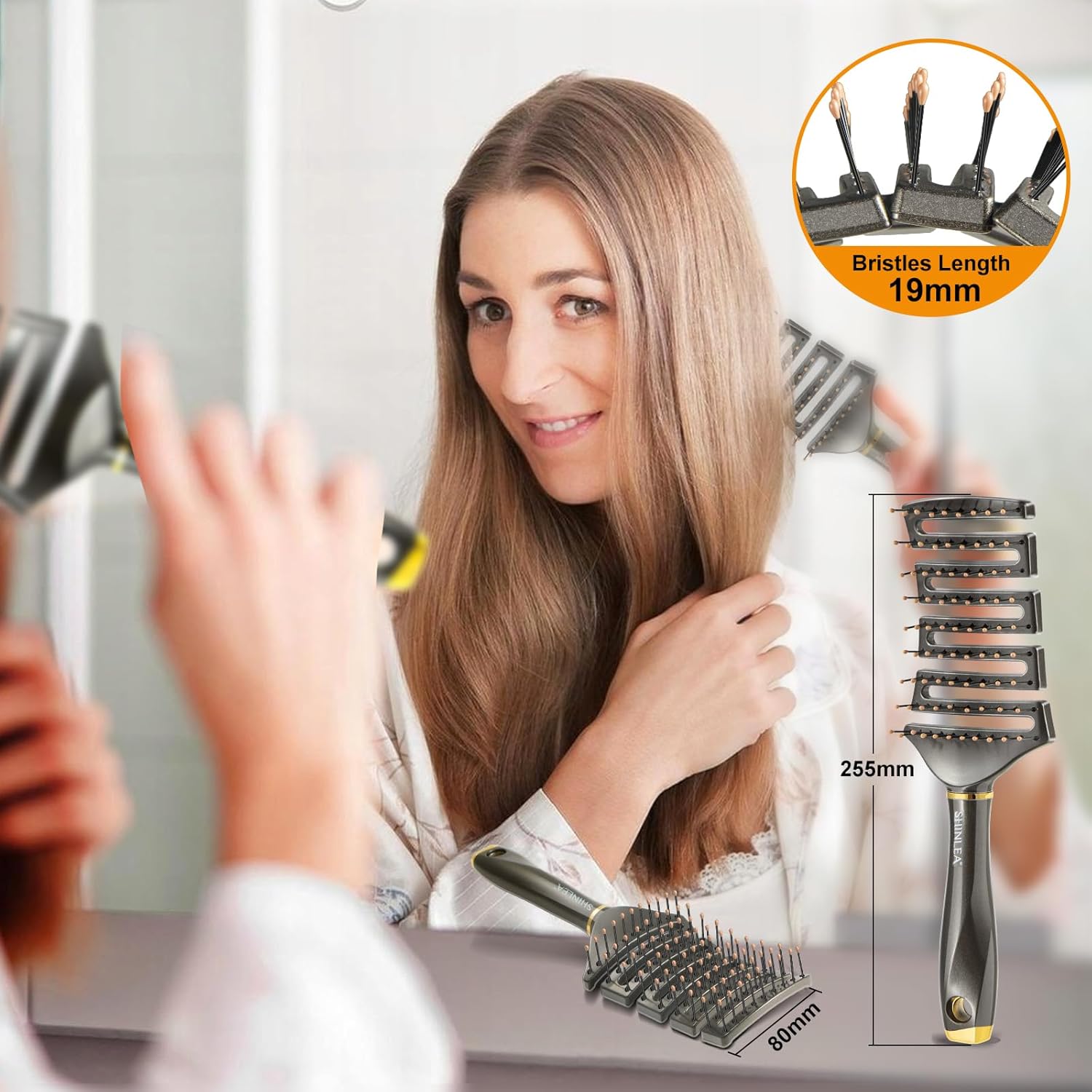 Detangling Brush for Curly Hair Vented Anti-Tangle Wet Dry Use Textured 2A-4C - Image 6