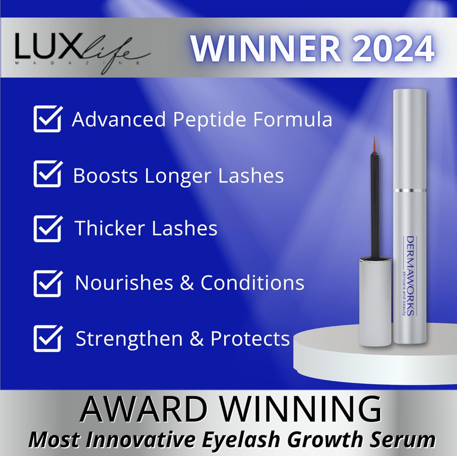 DERMAWORKS SPECTACULASH XL 10ml Rapid Lash Serum for Natural Eyelash Growth and Volume - Image 3