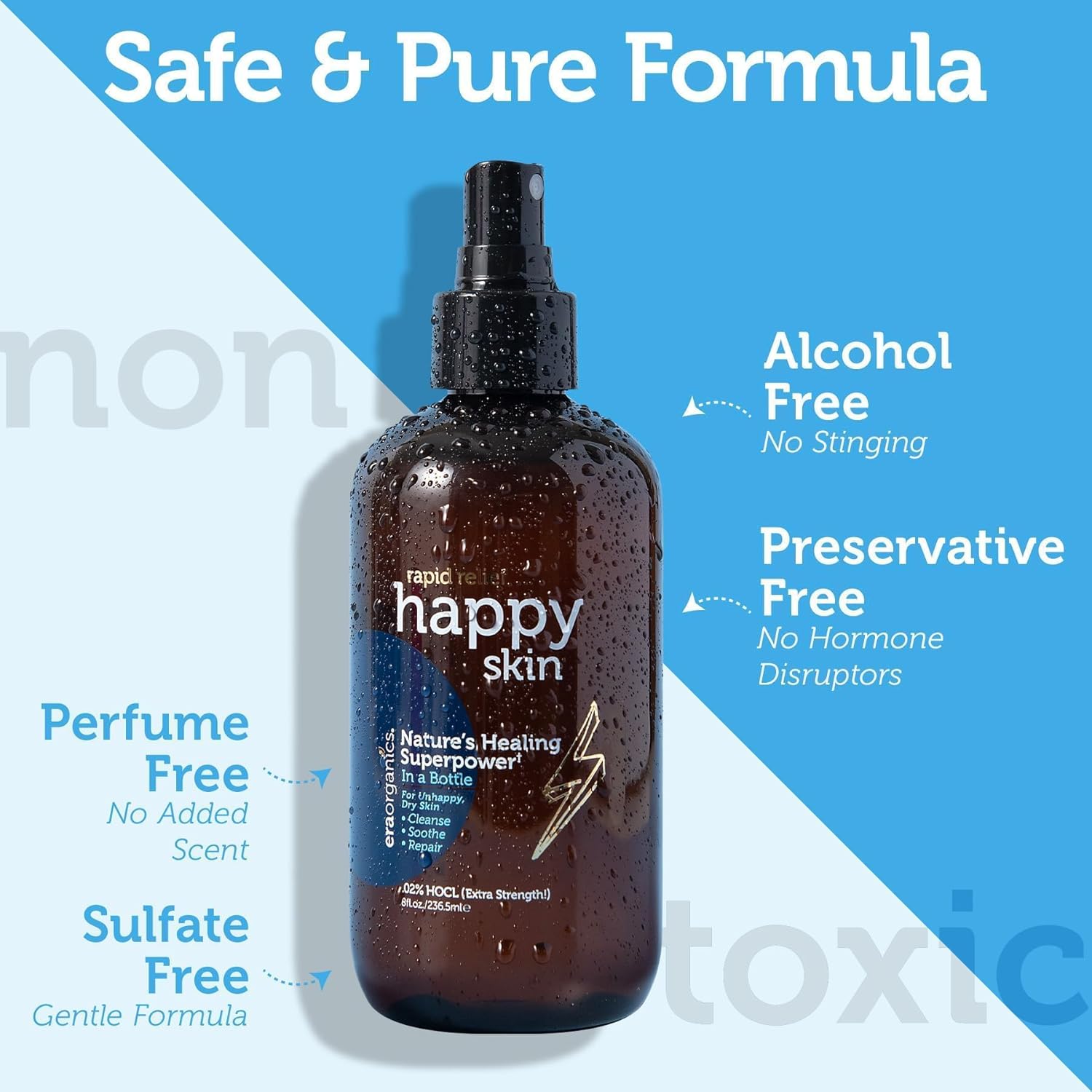 Happy Skin 2oz .02% Hypochlorous Acid Spray Toner for Face and Body Gentle Hydrating Cleanser - Image 5
