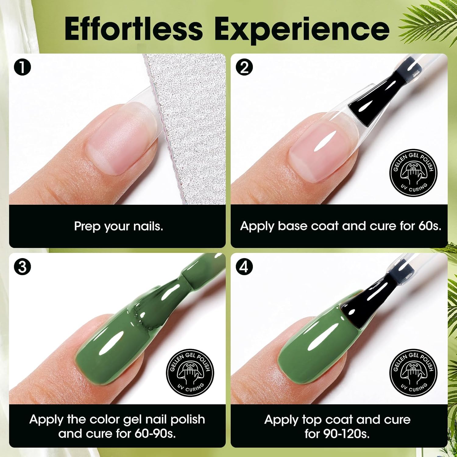 GELLEN 6-Color Precious Green Gel Nail Polish Set UV Soak Off Finish for Home Salon - Image 8