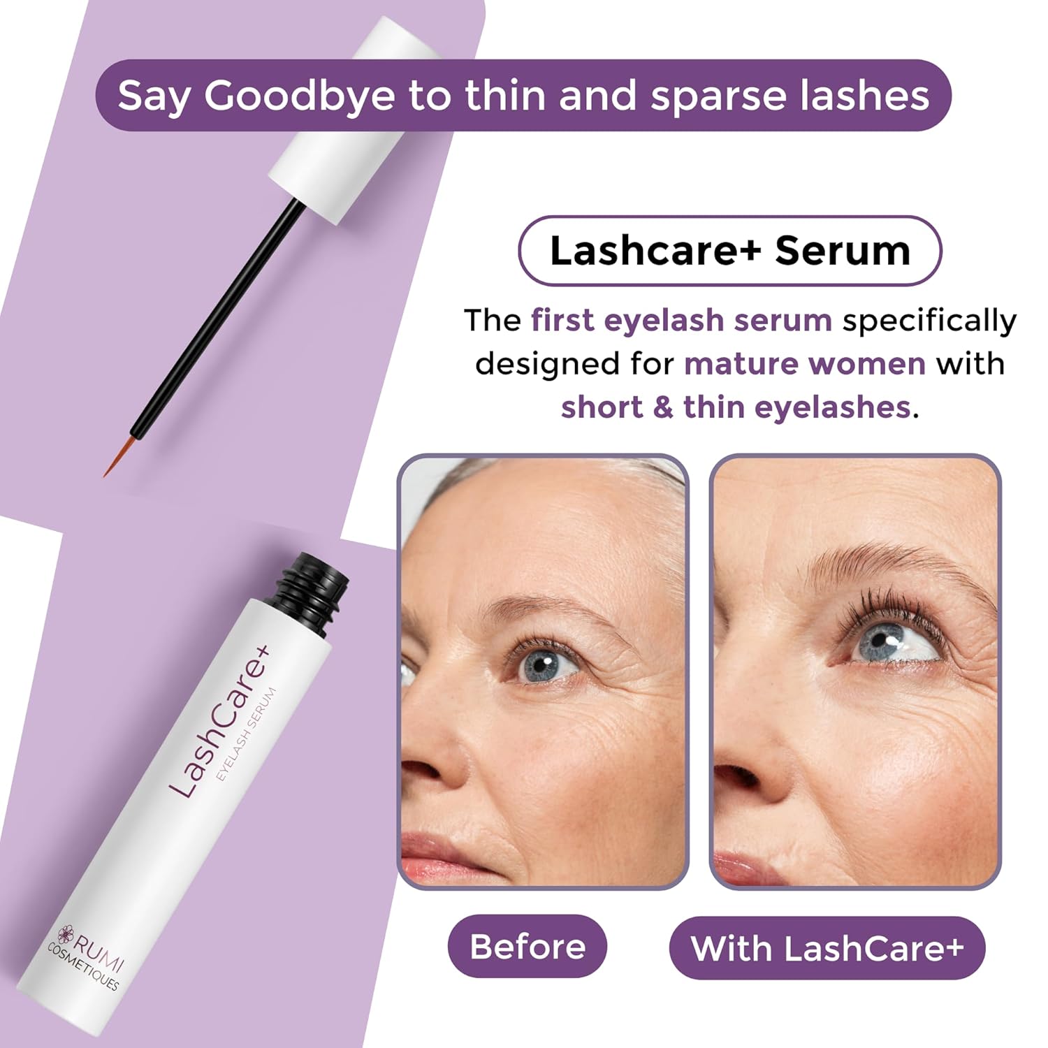 LashCare+ Sensitive Eyes Eyelash Enhancing Serum 1mL for Thicker Lashes - Image 2