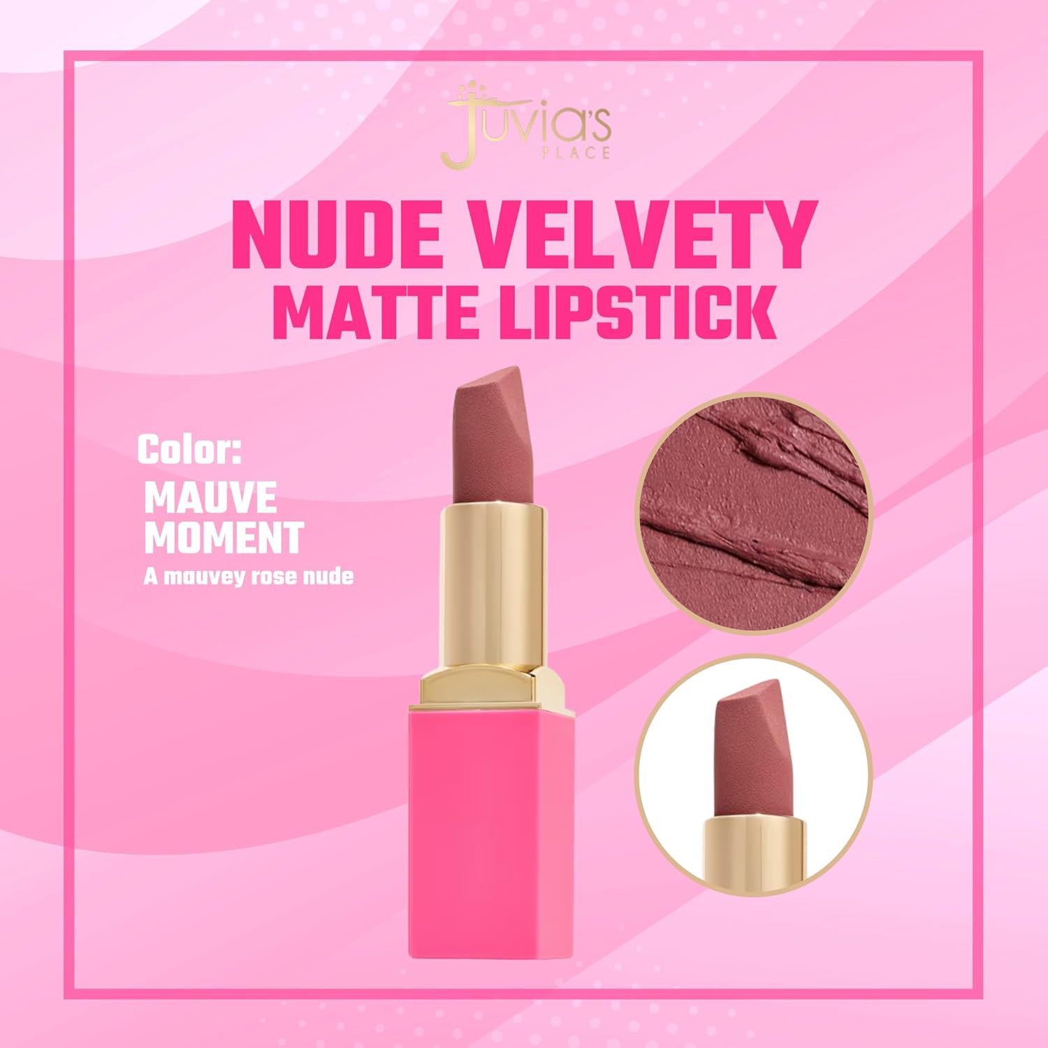 Juvia's Place Nude Velvety Matte Lipstick A Mauve Moment Creamy 0.12 oz - Image 5