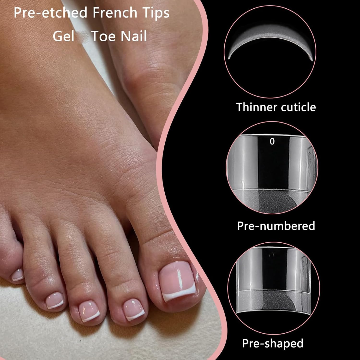 LuckForever 600 Piece Short Square Clear Acrylic Gel Fake Toenail Tips - Image 2