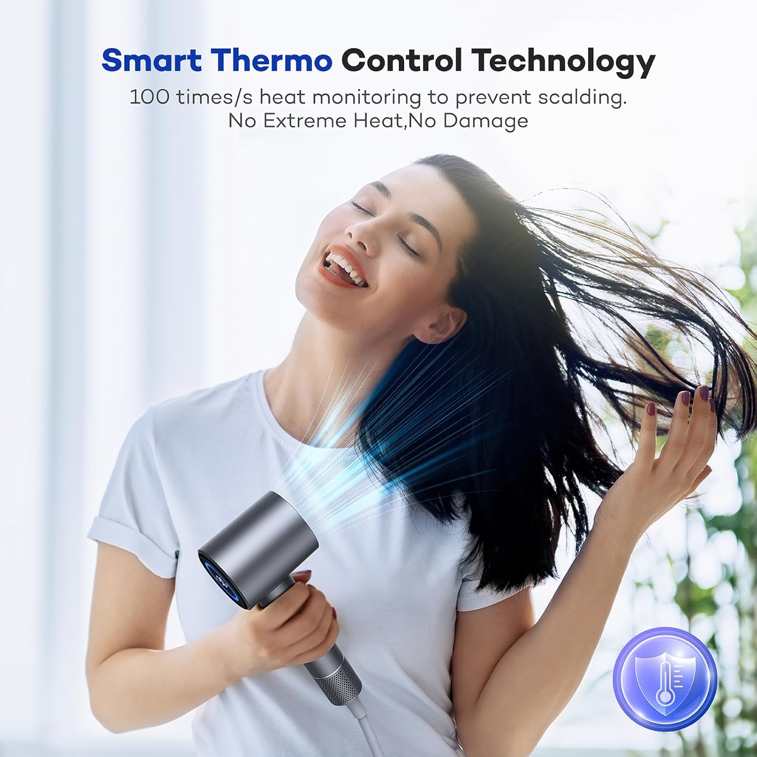 Gray Brushless Motor High-Speed Hair Dryer with Negative Ionic Technology, Low Noise Operation - Image 7