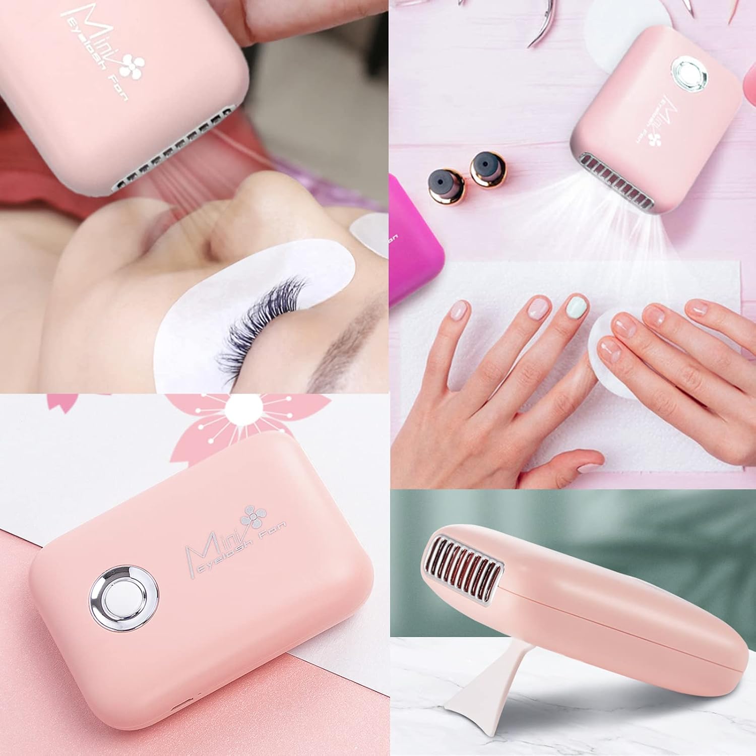 AREMOD Pink Mini Lash Fan Dryer for Eyelash Extensions, Handheld USB Air Blower - Image 7