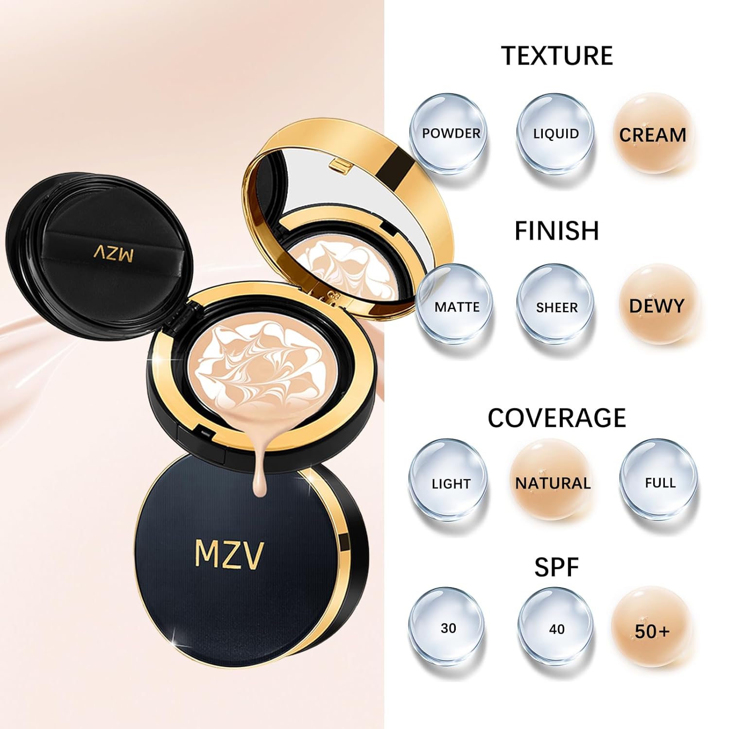 Dewy Finish Cushion Foundation Natural Coverage Lightweight 0.49 oz 23 Warm - Image 5