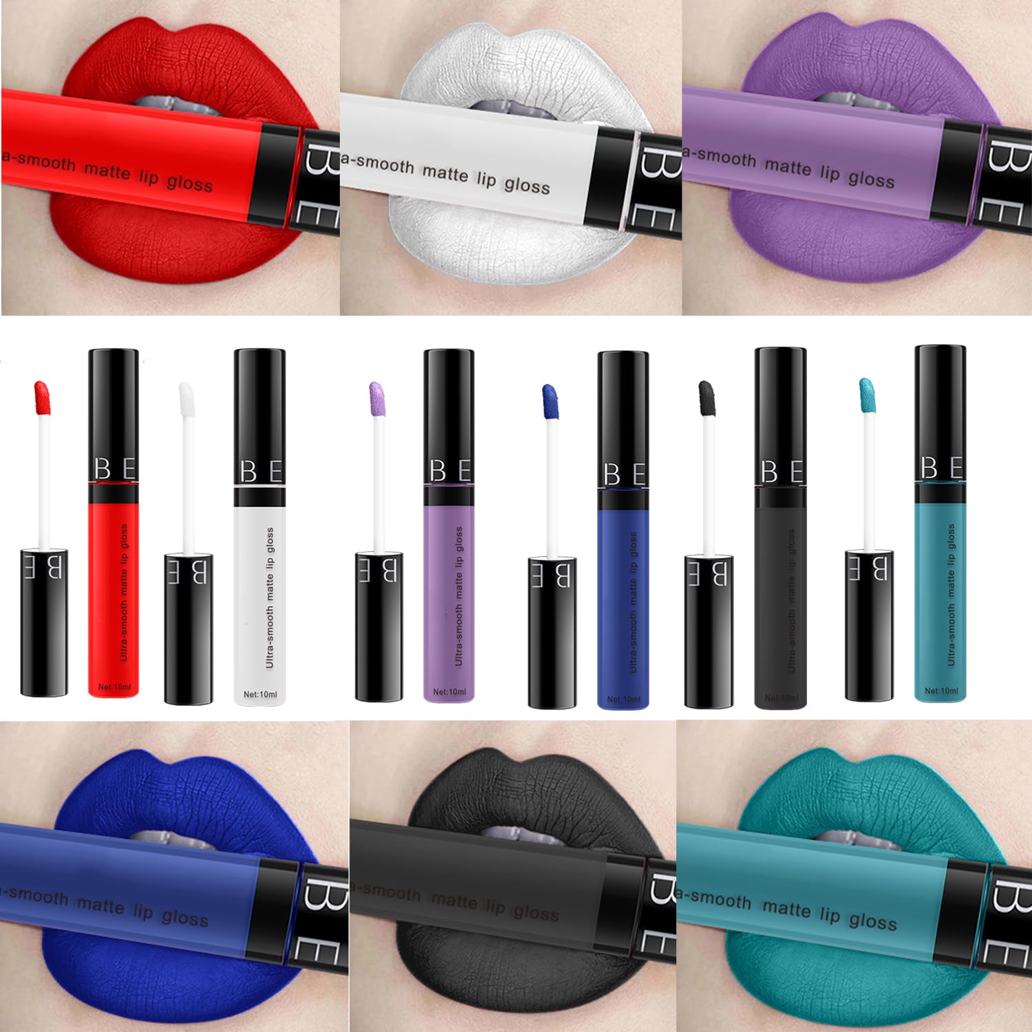12-Color Orange Matte Non-Stick Lip Glaze and Brown Lip Gloss 0.34 FL OZ - Image 2
