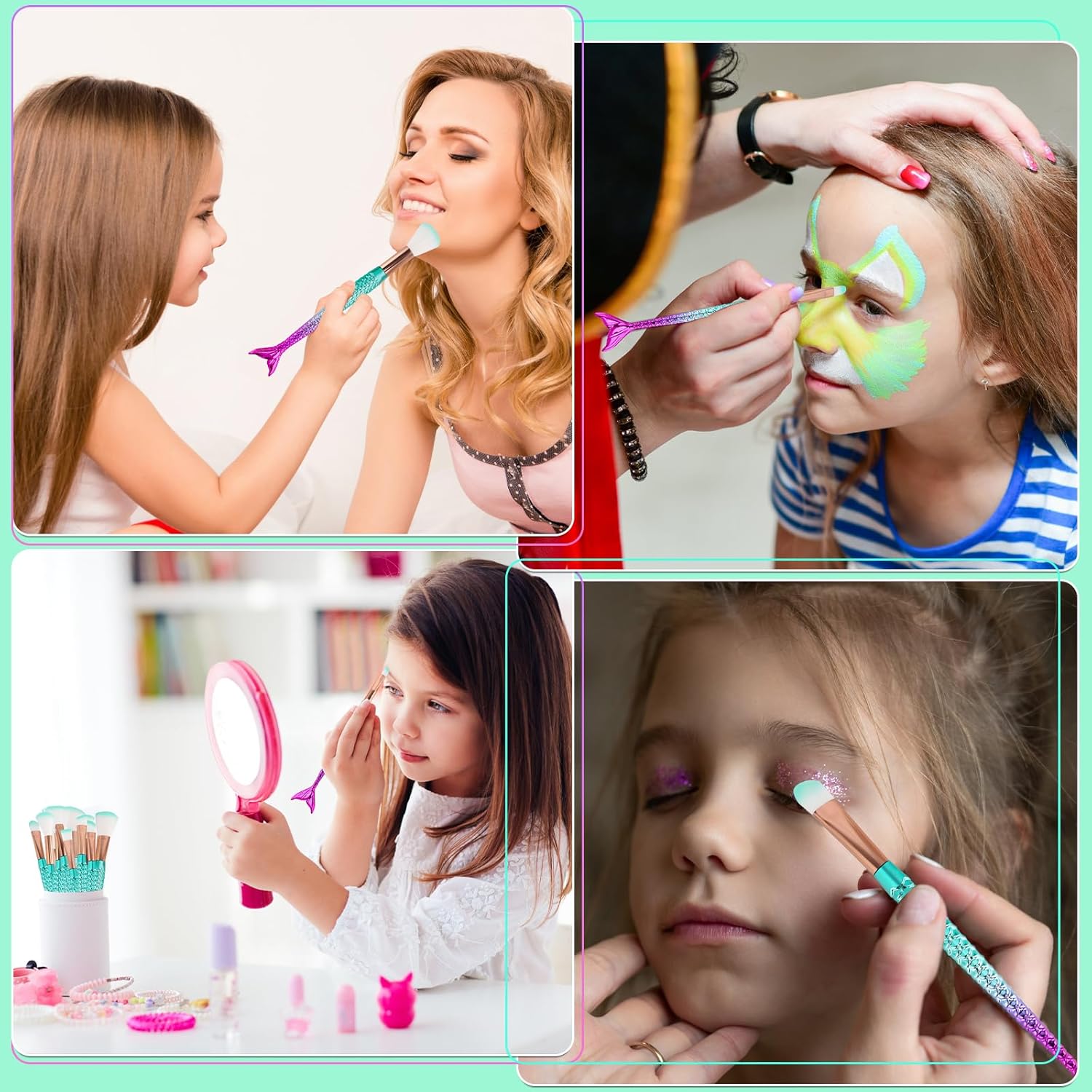 NICEMOVIC 20-Piece Princess Makeup Brush Set for Girls, Cute Gift for Young Artists - Image 2