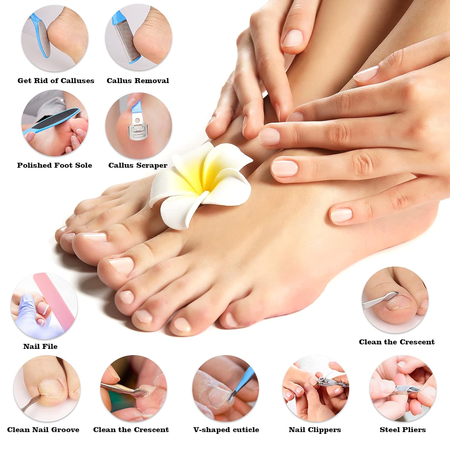 23-in-1 Professional Blue Pedicure Kit with Callus Remover and Stainless Steel Tools for Home Spa Use - Image 2