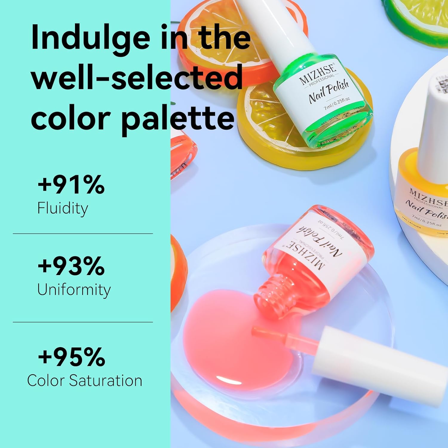 MIZHSE Quick Dry Neon Nail Polish Set for Women 5 Vibrant Colors - Image 5