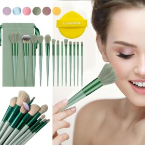 14 Pcs Makeup Brushes Makeup Kit With Beauty Makeup Sponge,Makeup Kit For Women Soft Fluffy Professional Cosmetic Foundation Powder Eyeshadow Kabuki Blending Make Up Brush Beauty Tool (Green)