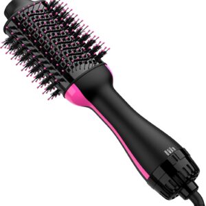 Upgraded 4 in 1 Hair Dryer and Styler Volumizer with Negative Ion Anti-frizz Ceramic Titanium Barrel Hot Air Brush Straightener