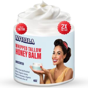 Beef Tallow for Skin – Grass-Fed Whipped Tallow Honey Balm with Beeswax & Olive Oil | 4oz Unscented Moisturizer for Face & Body | Deep Hydration for Dry, Sensitive Skin