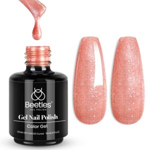 Beetles Coral Orange Gel Nail Polish 15ml Summer Gel Nail Polish Colors Pearl Shimmering Coral Glow with Threaded Swirl Design Soak Off UV LED for DIY Salon Manicures Glow with Grace