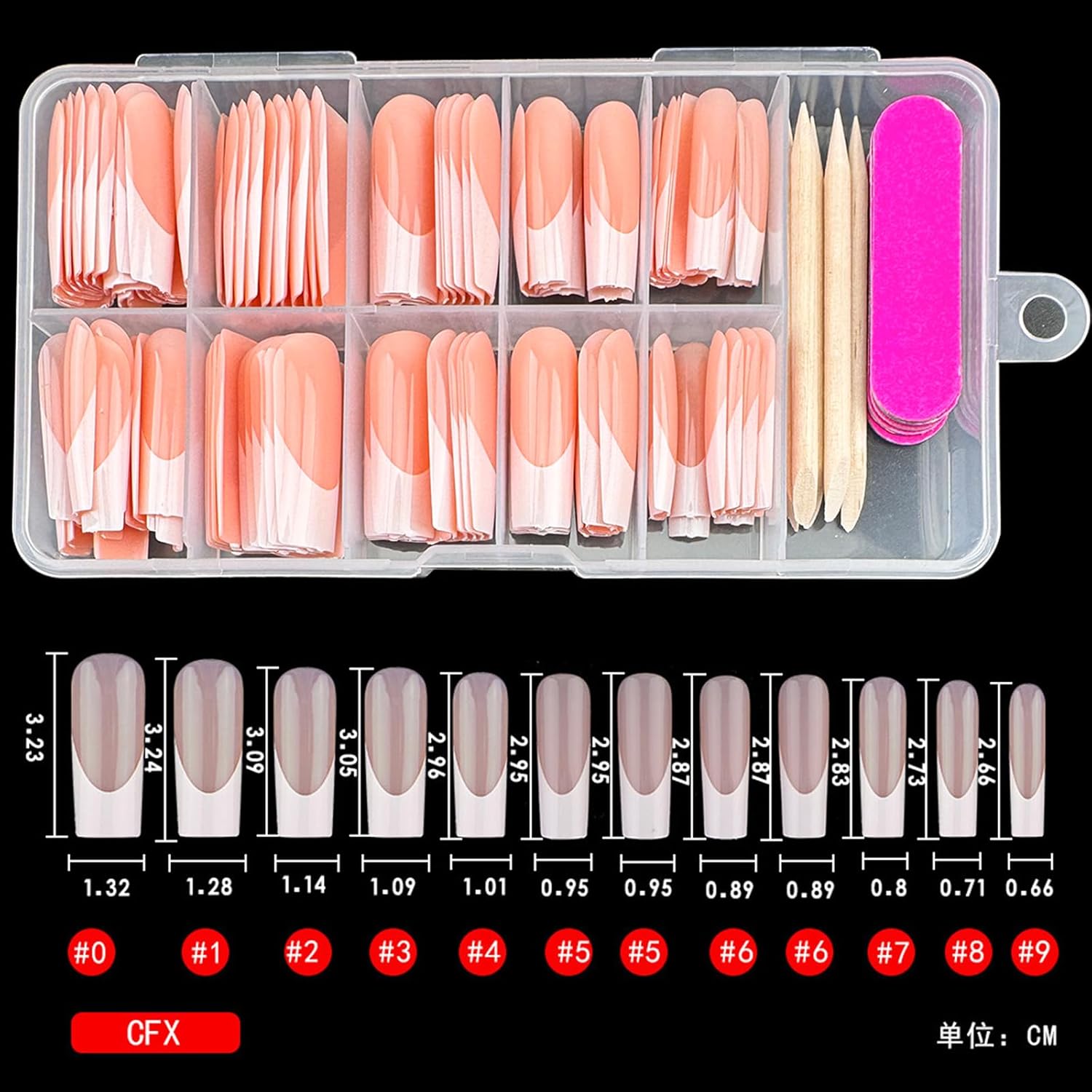 Long White Glossy Square French Tip Press on Nails Full Cover 120 Pcs Manicure Kit - Image 3