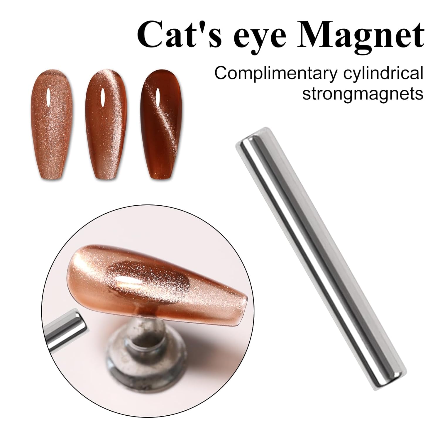 Imtiti 0.5 fl oz Brown Cat Eye Gel Polish Holographic 9D Glitter Magnetic Stick - Image 5