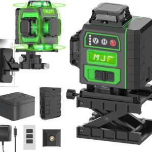 MJF Laser Level 360 Self Leveling，4D 16 Lines Nivel Level, lazer leveler tool for Construction and Picture Handing, with Rechargeable Battery, Durable Case, Adjustable Brightness & Remote Control