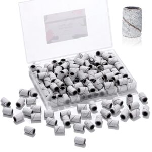 Makartt Sanding Bands for Nail Drill, 100 Pcs Nail File Sanding Bands for Drill Bits #180 Medium Grits for Acrylic Nails Gel Removing and Shaping, Upgrade Thicker Durable Sanding Drill Bit, White
