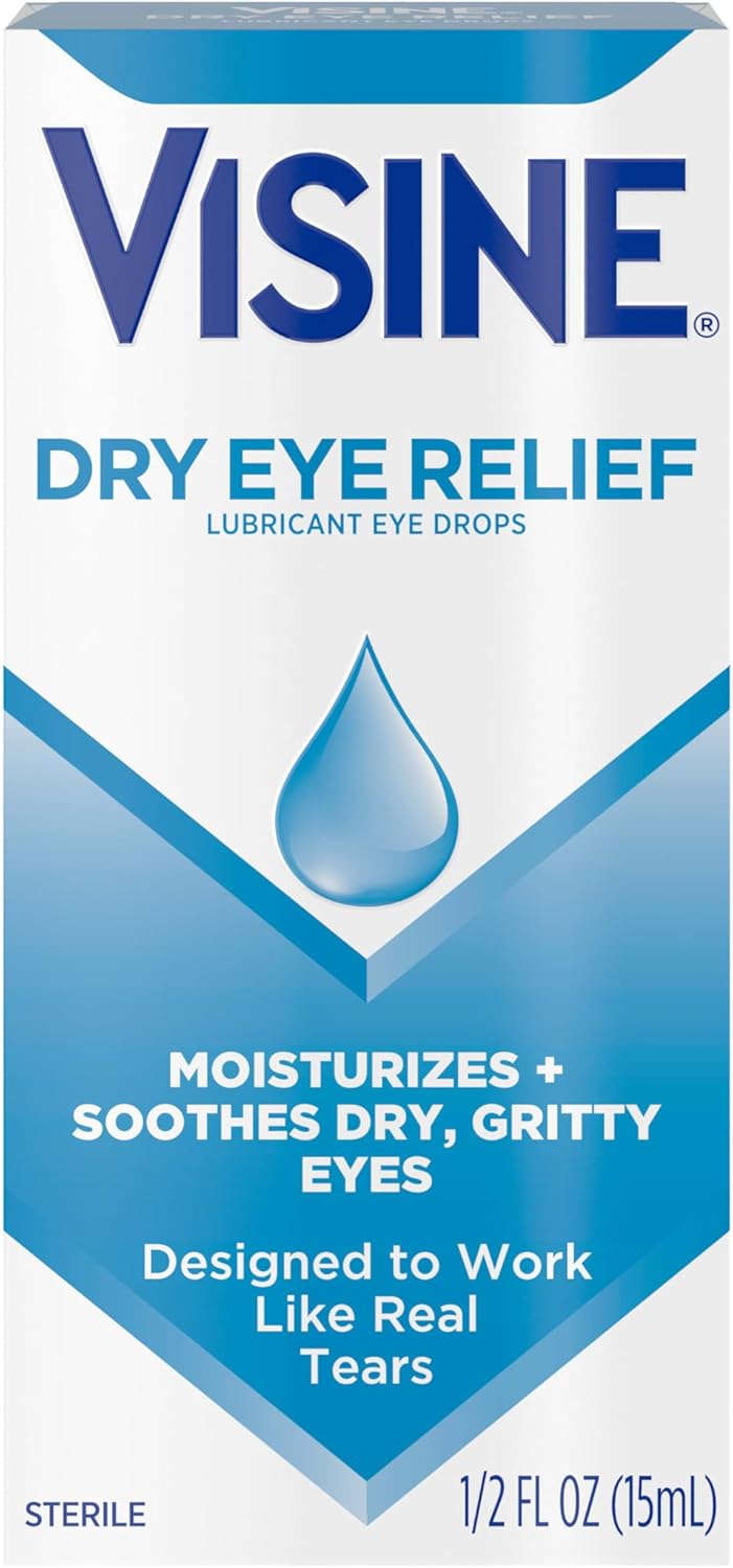 Visine Dry Eye Relief Eye Drops, 0.5 fl. oz, Artificial Tears with Polyethylene Glycol for Moisturizing and Soothing Dry Eyes - Image 7