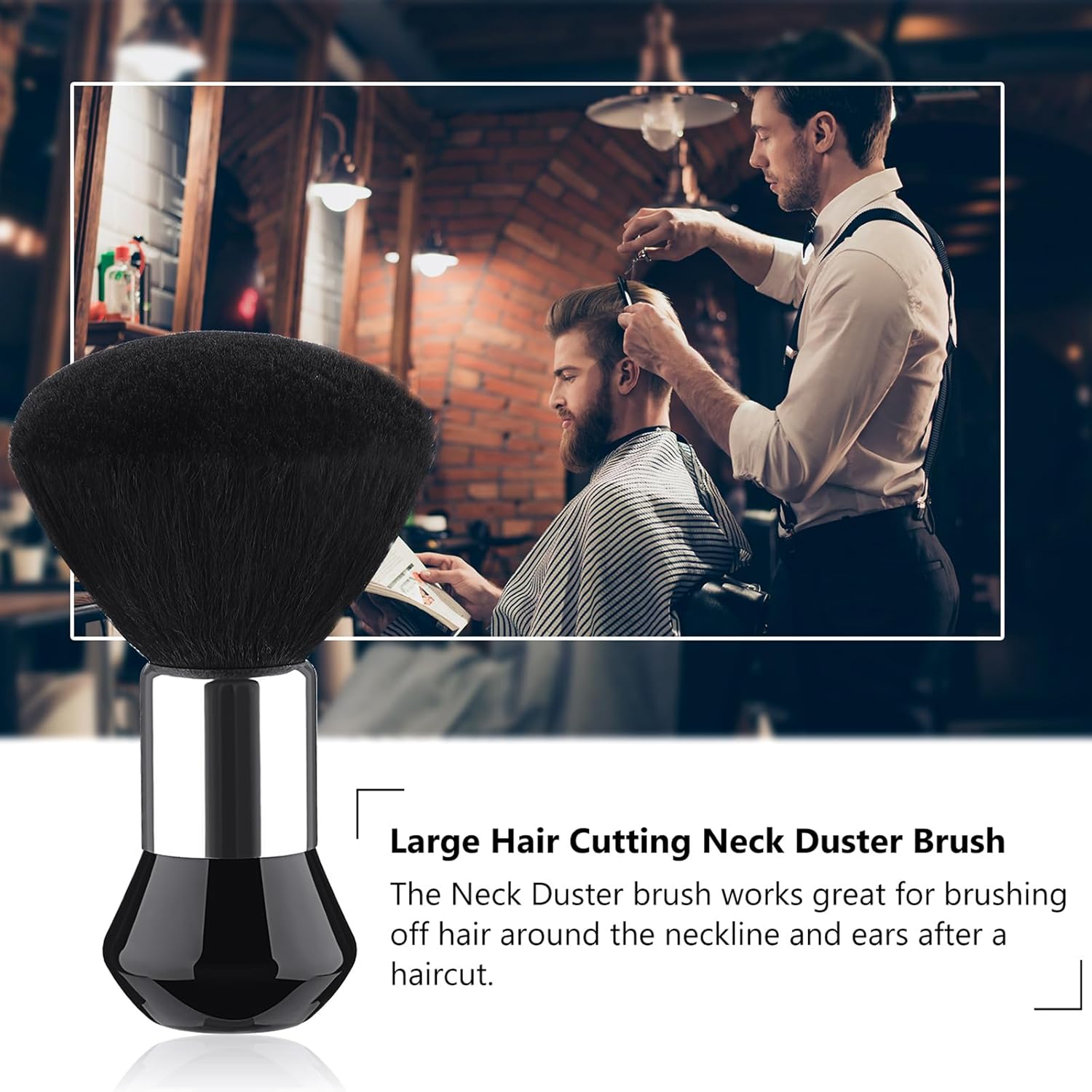 Patelai 3-Piece Black Neck Duster Brush Set with Storage Bag for Hair Clipper Cleaning - Image 2