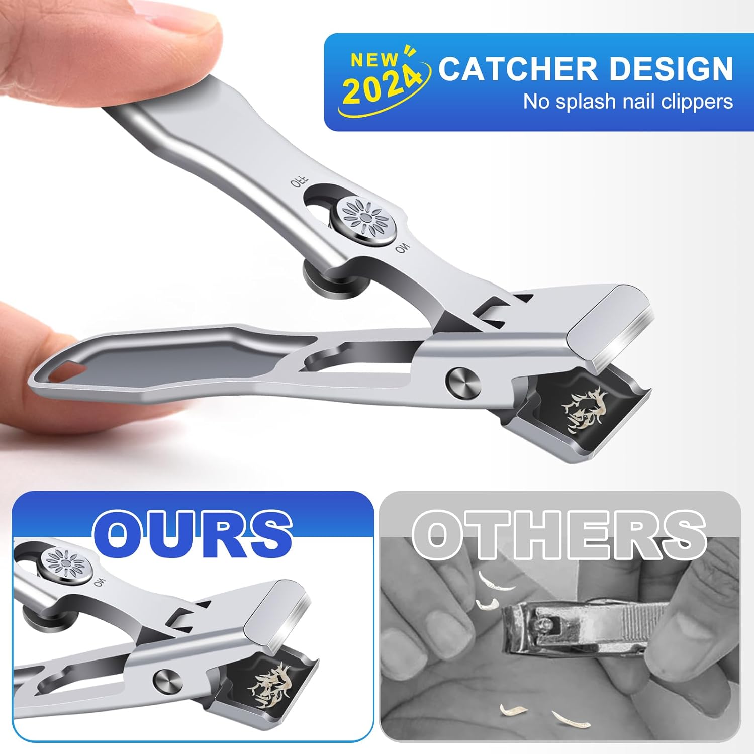 German-Engineered Heavy Duty Nail Clippers for Thick Nails, Wide Jaw Toenail Cutter with Catcher - Image 4