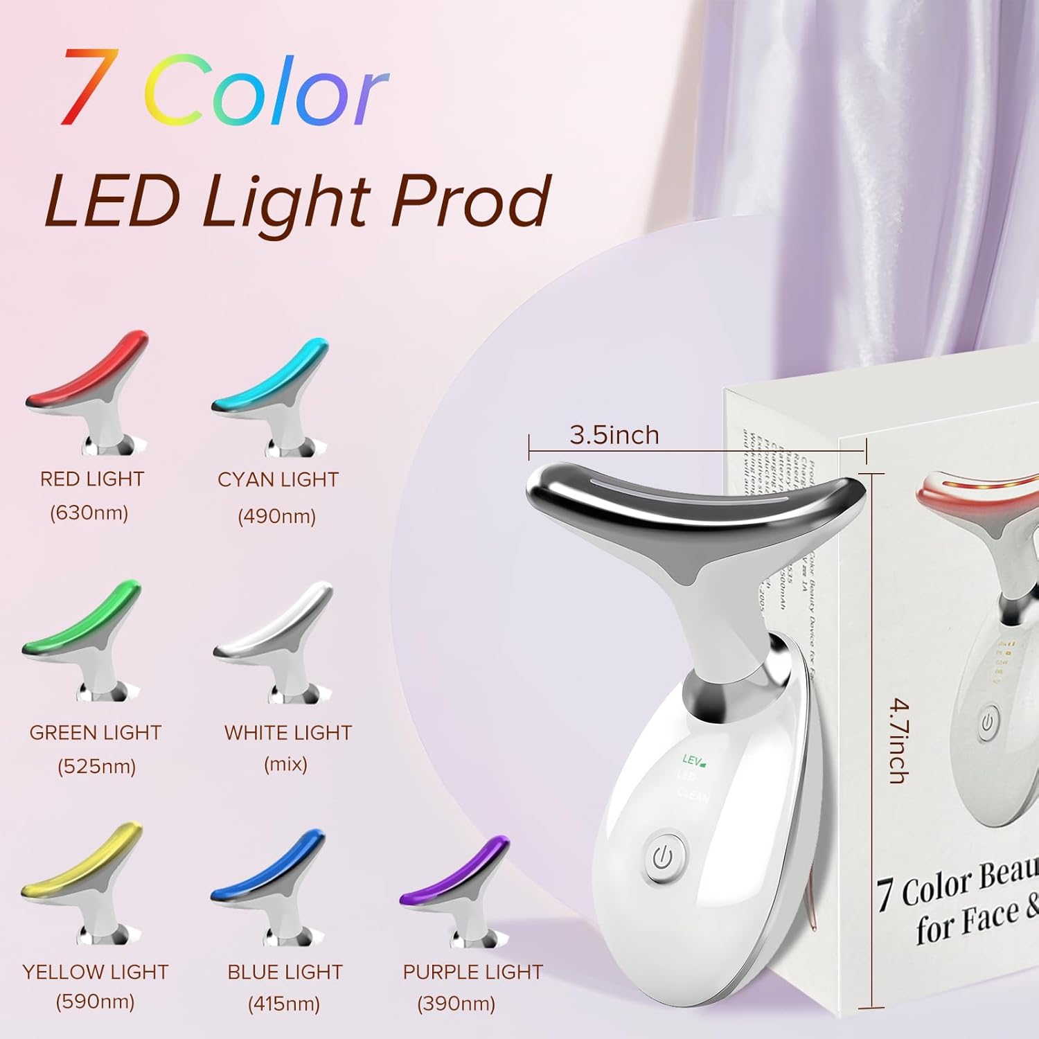 7 Color LED Facial and Neck Massager for Home Skin Rejuvenation and Relaxation - Image 3