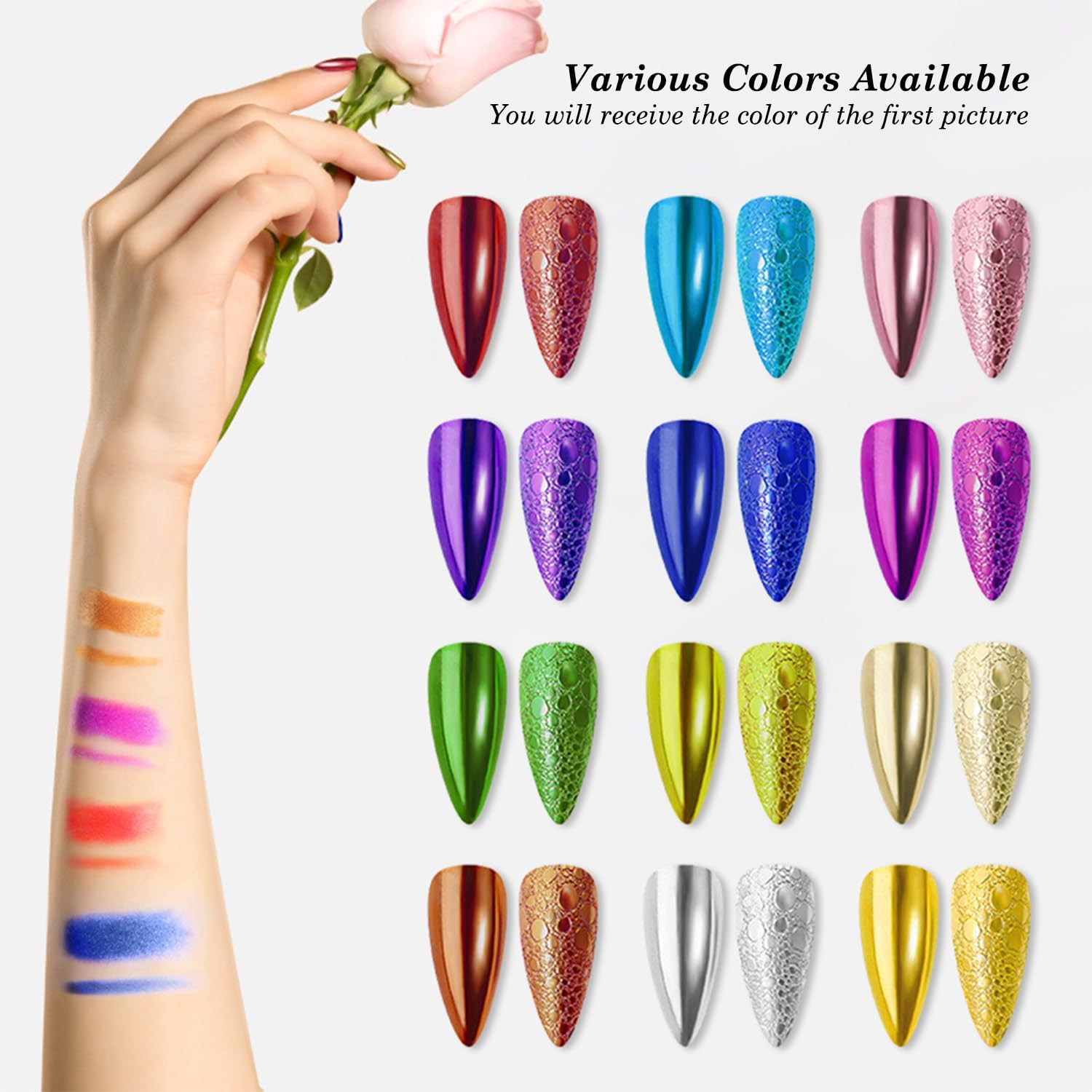 Holographic Purple Chrome Nail Powder for Gel Polish Reflective Aurora Pigment Tool - Image 3