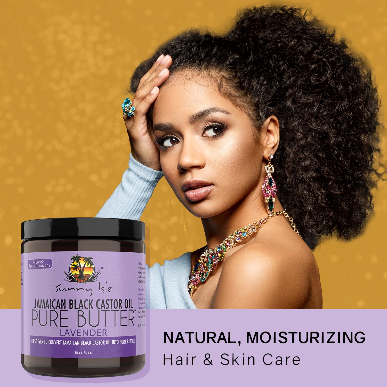 Sunny Isle Lavender 8oz Pure Jamaican Black Castor Oil Butter for Hair Growth and Skin Moisturizing - Image 2
