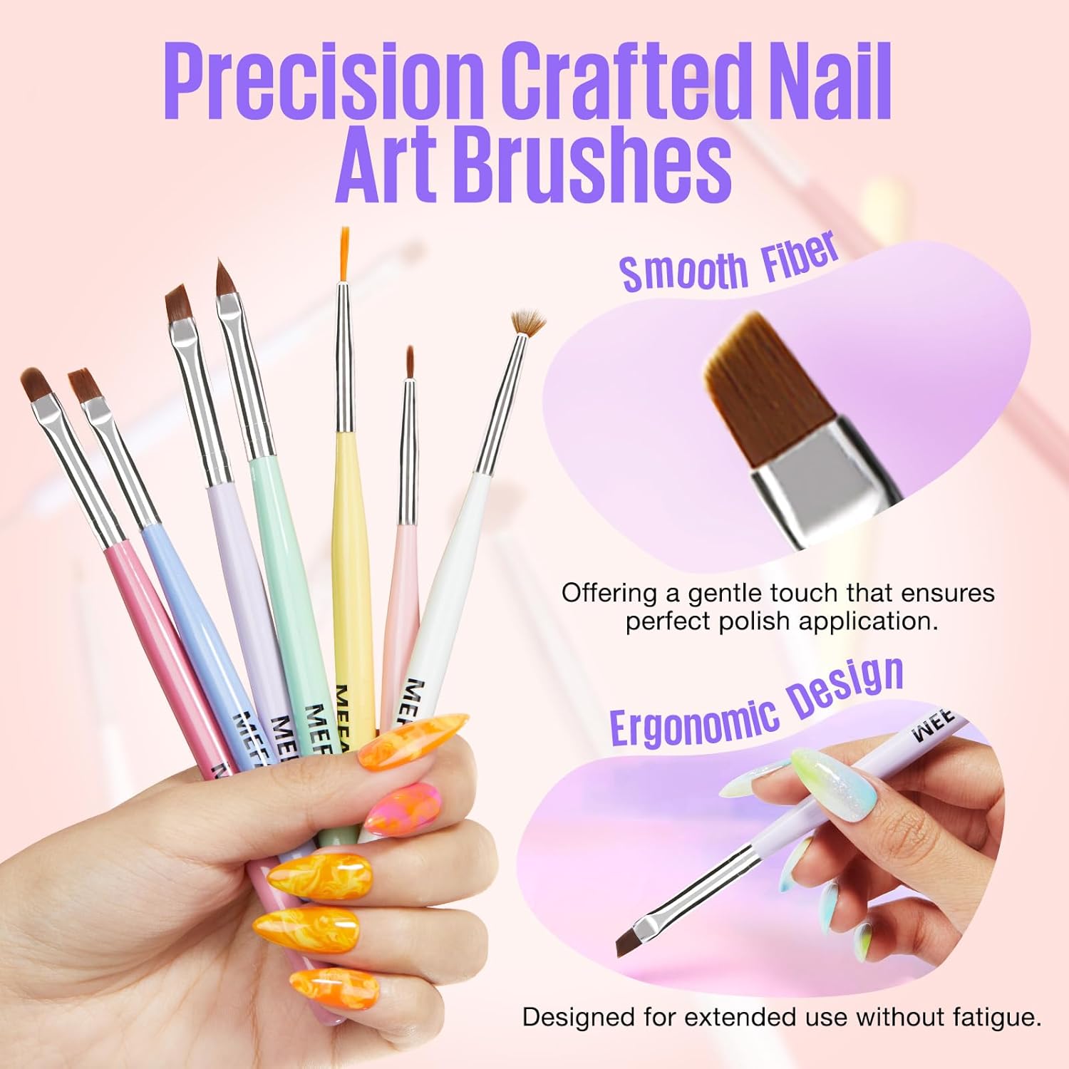 MEFA 8-Piece Nail Art Brush Set for Home Gel Polish and Liner Designs - Image 5