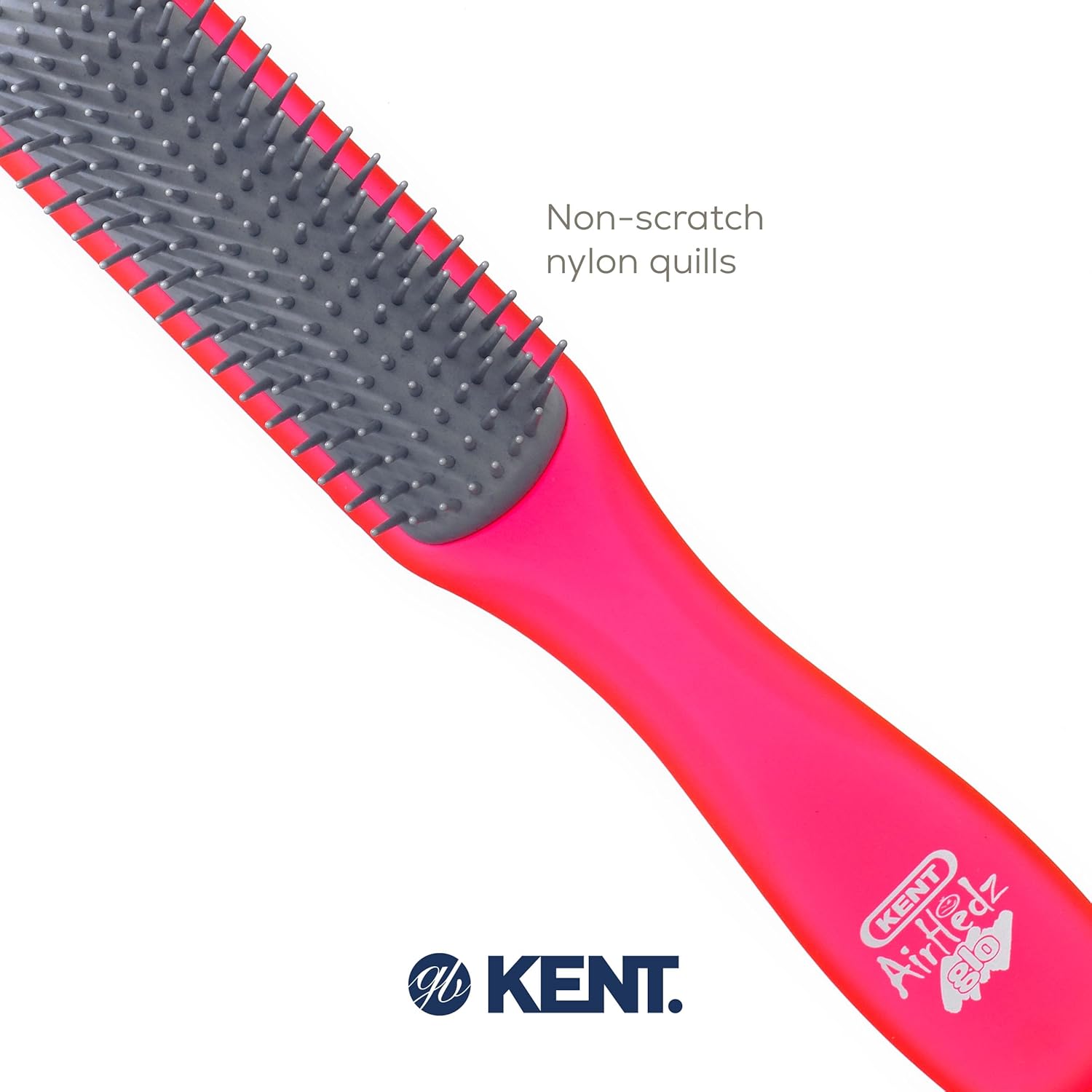 Kent Airhedz Glo Red Narrow Detangling Hair Brush Medium Long Hair - Image 5