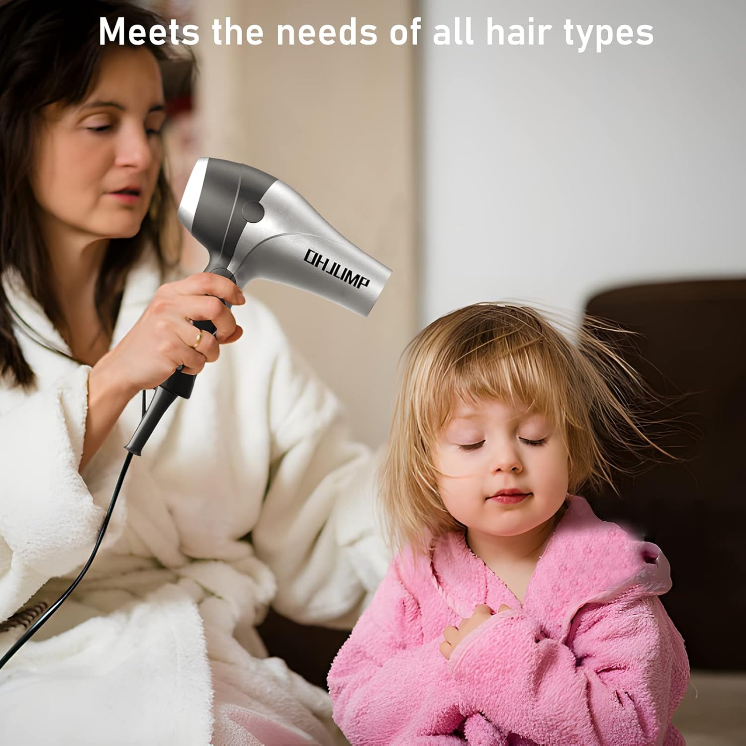 Travel Hair Dryer with Diffuser, Portable Compact 1875W Dual Voltage Hairdryer, EU Plug - Image 7