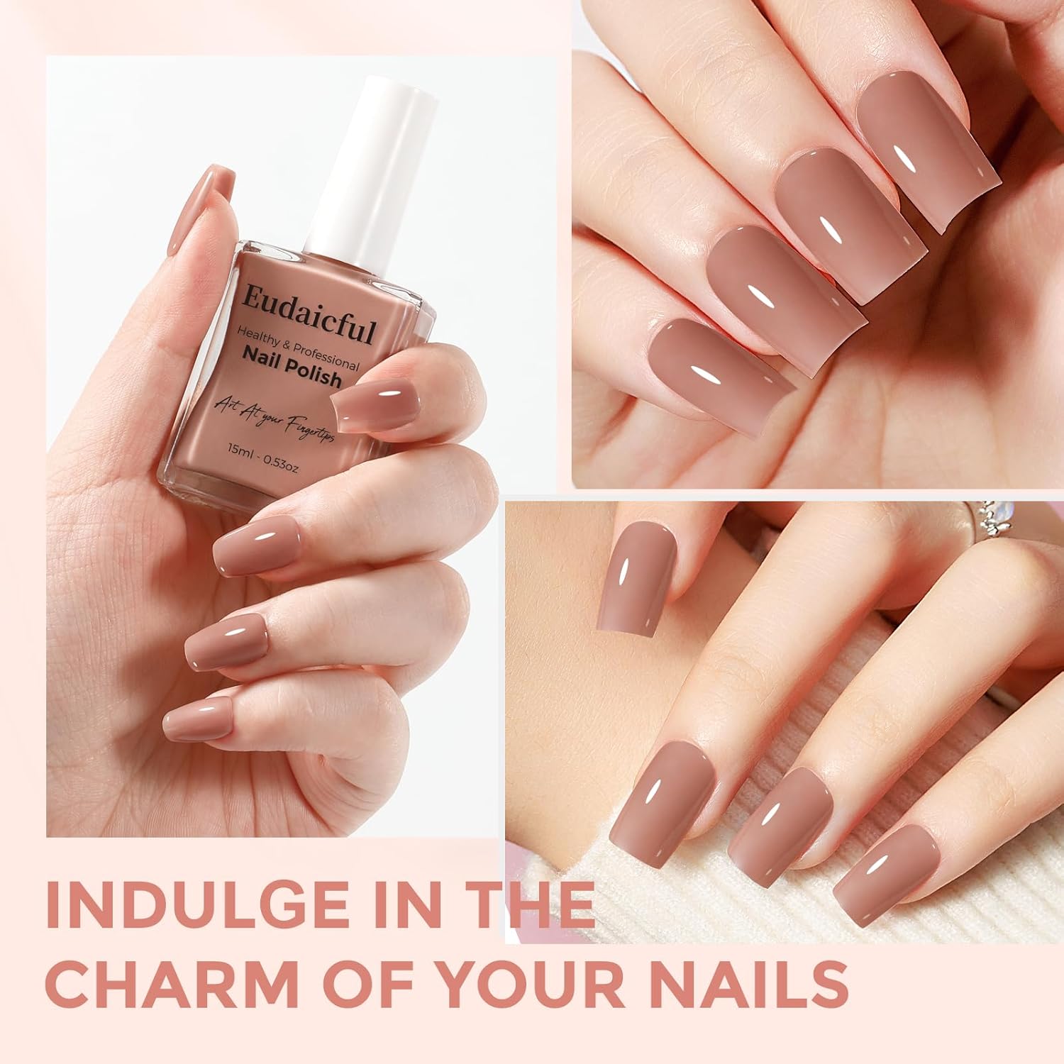 Quick Dry Deep Nude Nail Polish for Women, Air Drying Lacquer, 15ML Capacity - Image 6