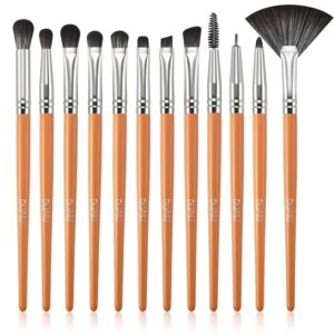 DUAIU Eyeshadow Brush Set 12Pcs Eye Makeup Brushes with Synthetic Hairs & Wood Handle, Eye Shadow Brush for Eyeshadow Eyebrow Eyeliner Eyelash Concealer Blending
