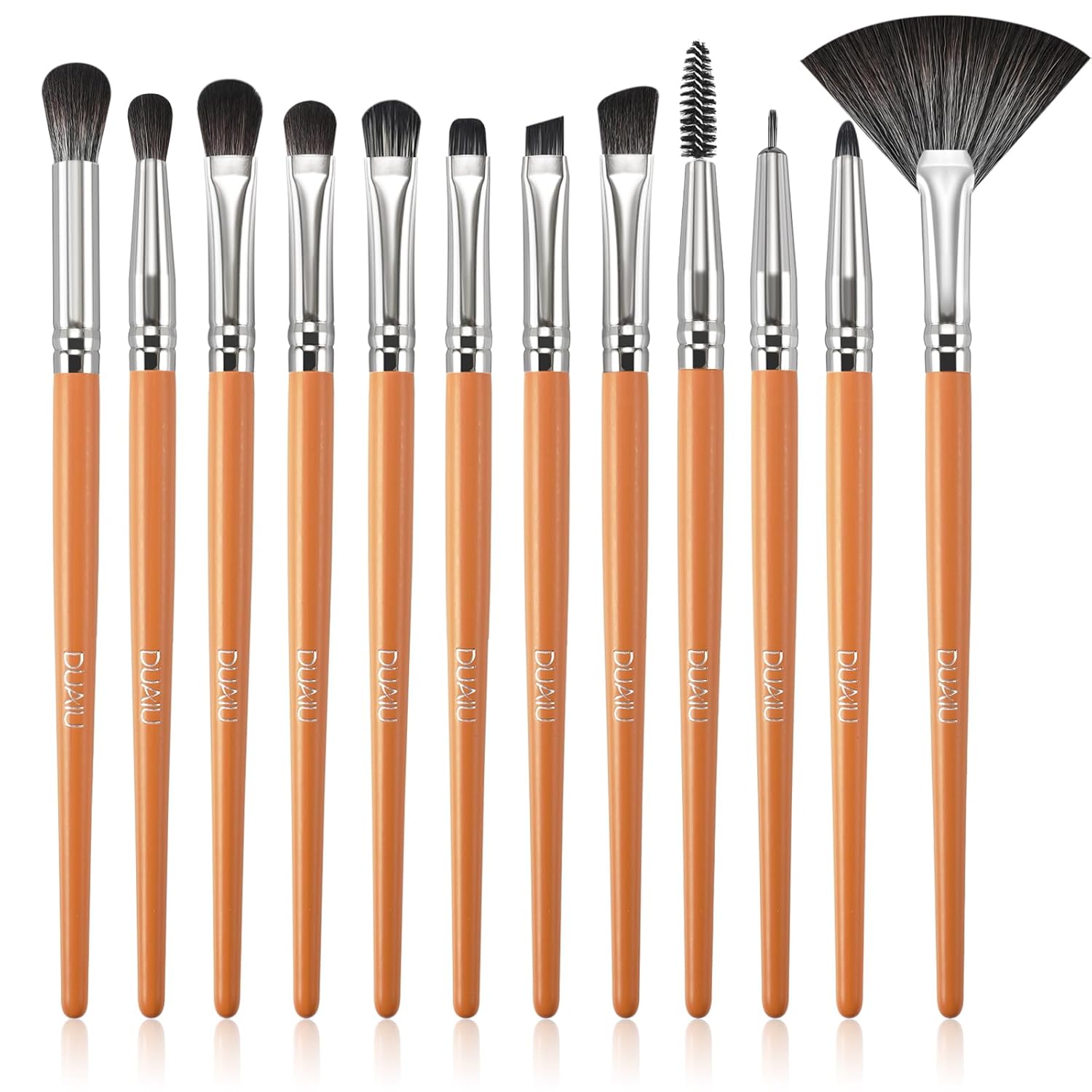 DUAIU Eyeshadow Brush Set 12Pcs Eye Makeup Brushes with Synthetic Hairs & Wood Handle, Eye Shadow Brush for Eyeshadow Eyebrow Eyeliner Eyelash Concealer Blending