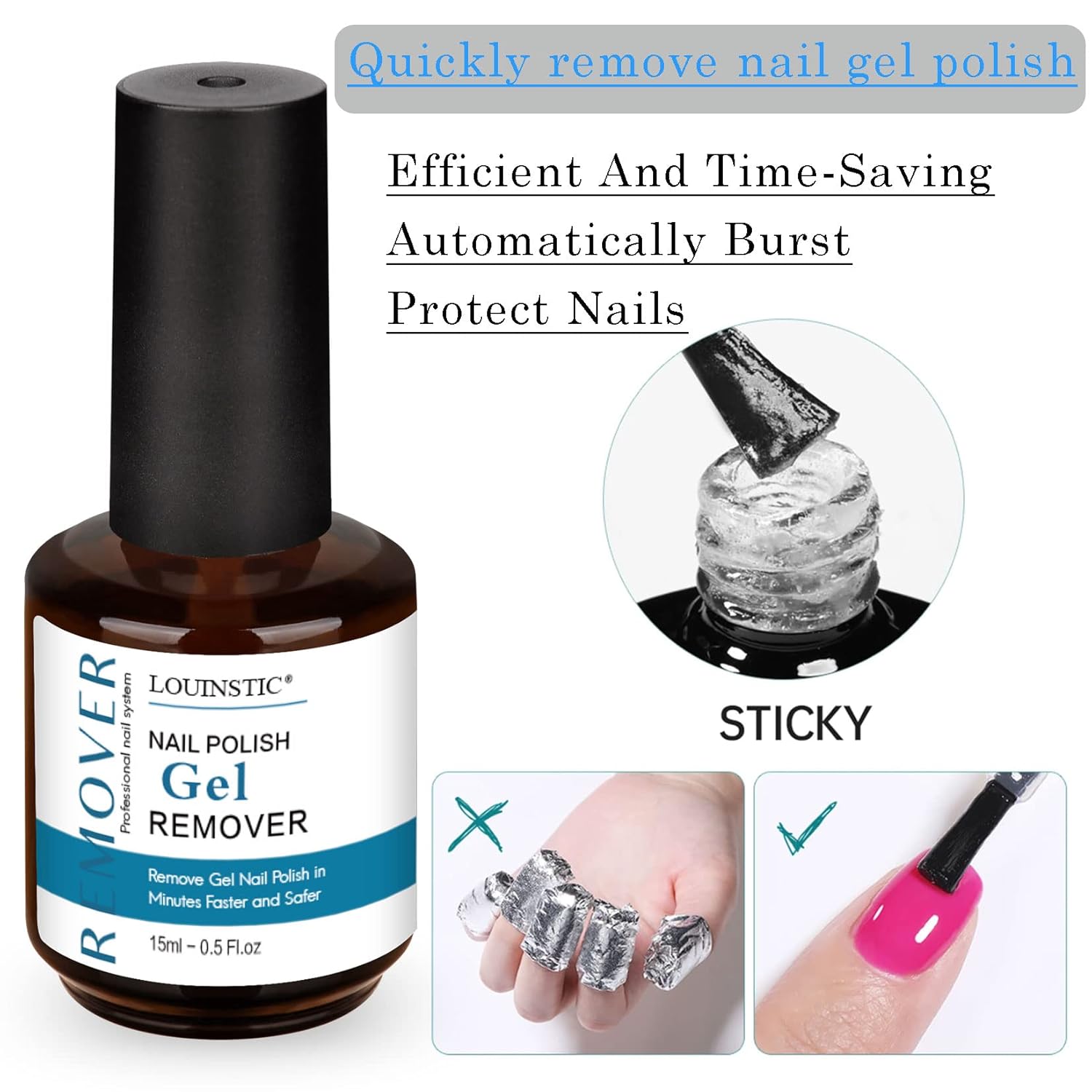 LOUINSTIC 120ml Professional Gel Nail Polish Remover Kit Quick Easy Application - Image 7