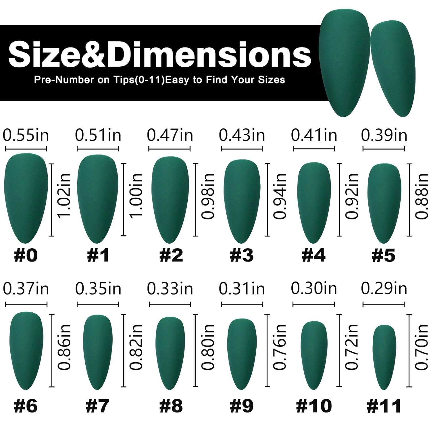 240pcs Matte Green Almond Press on Nails Kit with 5 Adhesive Tabs for Women - Image 5