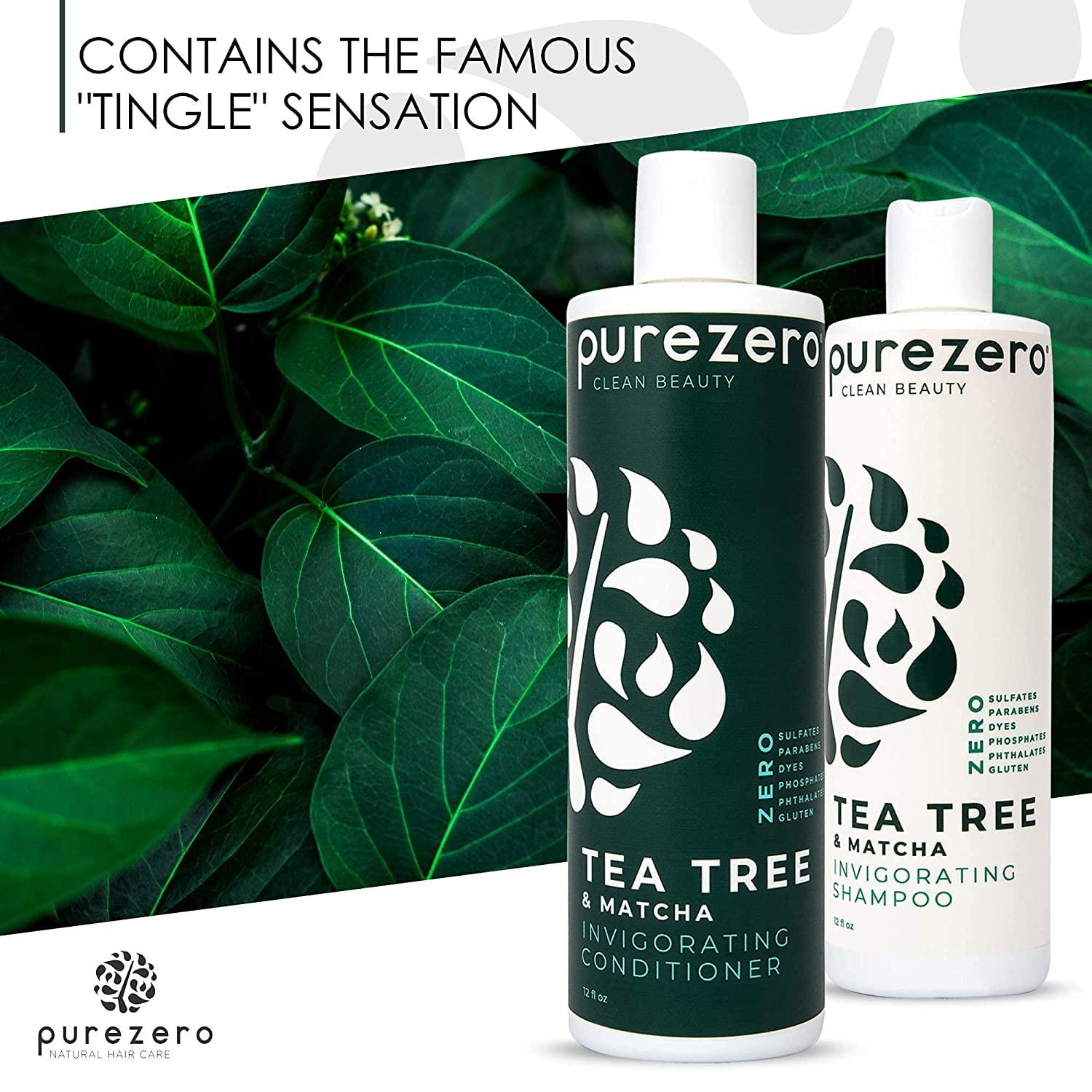 Purezero 20 oz Tea Tree Matcha Shampoo Conditioner Set Nourishing Scalp Treatment - Image 6