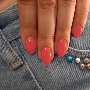Orange Press on Nails Short Oval Acrylic Nails Press on, Solid Color Medium Short Oval Fake Nails for Women Reusable Thick Round Nails Glue on, Medium Almond Nails Soft Gel False Nails 24Pcs