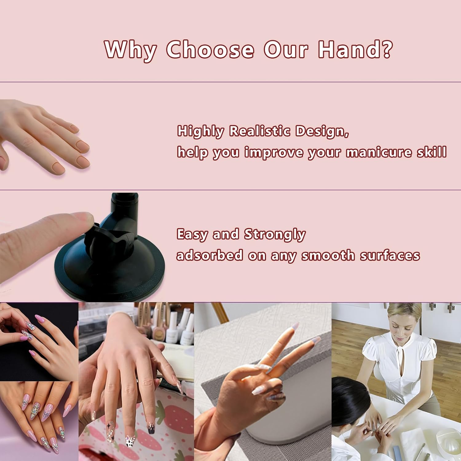 Realistic Silicone Nail Practice Hand with Strong Suction Cup and Jelly Gel - Image 6