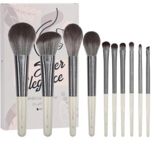 DUcare Makeup Brushes Set Professional 10pcs, Foundation Blush Face Contour Powder Brush Eyeshadow Eyeliner Lip Liquid Cream Blending Brow Makeup Brushes Kit, Synthetic Essential