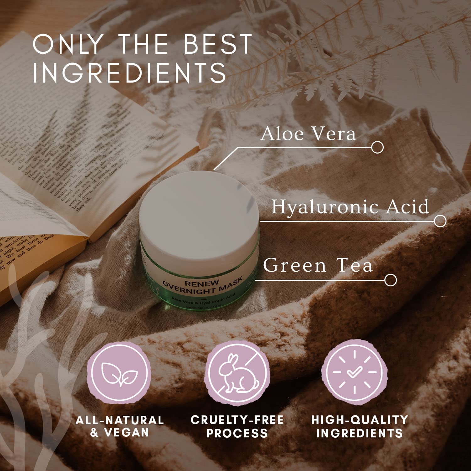 Doppeltree Renew Overnight Face Mask 4 oz with Aloe Vera & Hyaluronic Acid - Image 3