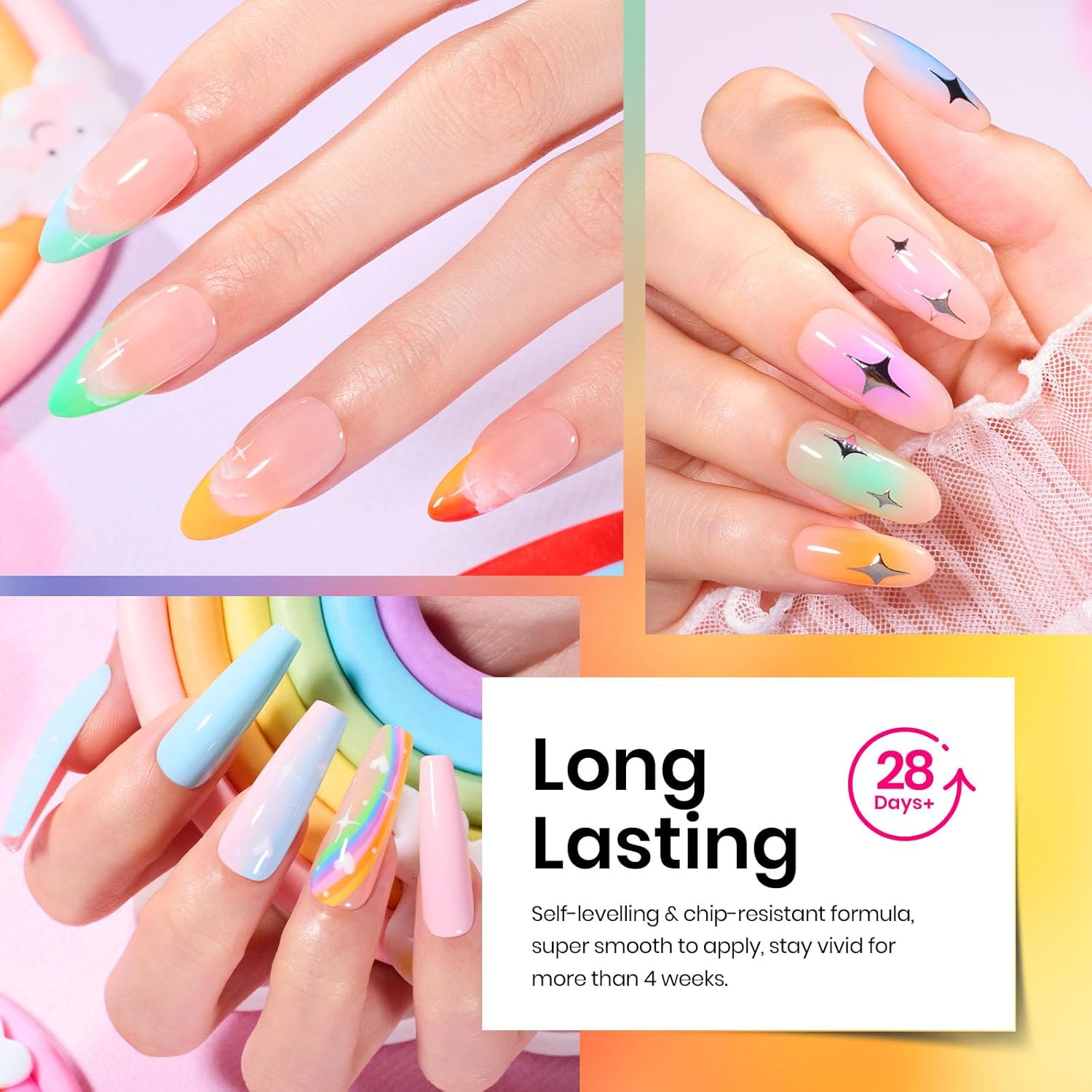Beetles 23 Pcs Summer Gel Nail Polish Set with 20 Colors, Base & Top Coat - Image 5