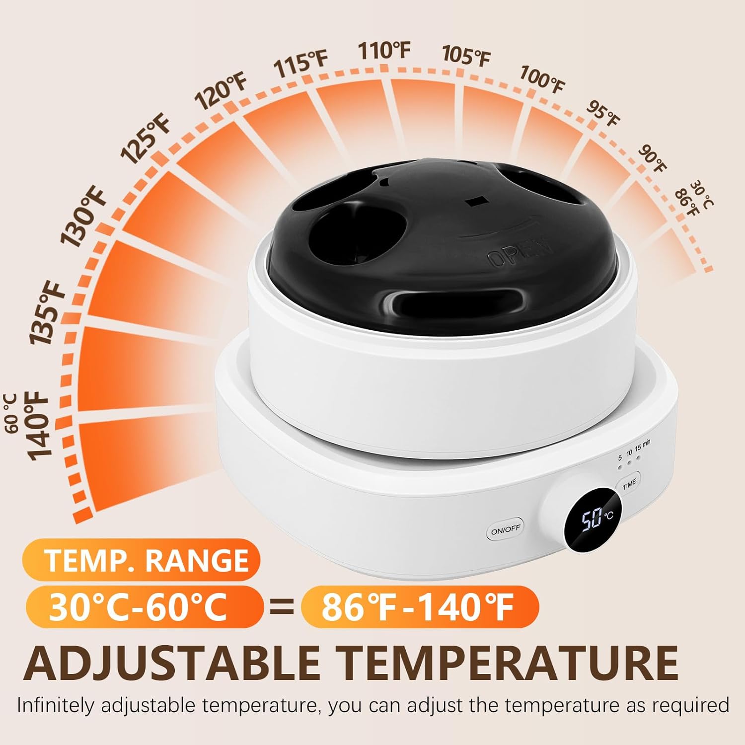 Adjustable Temperature Nail Soaking Bowl for Acrylic and Dip Gel Removal with Cuticle Pusher - Image 2