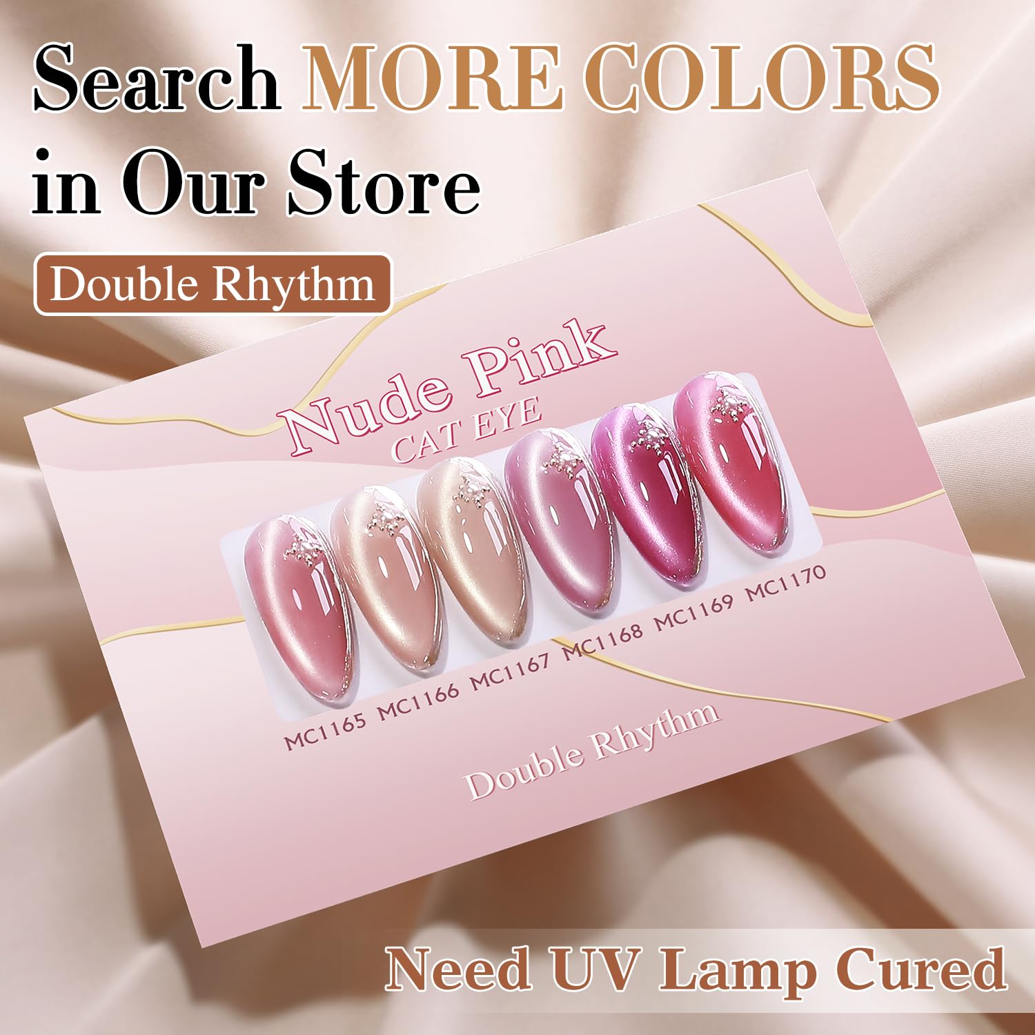 Double Rhythm 0.5 Oz Nude Holographic Glitter Cat Eye Gel Polish with Magnet - Image 5