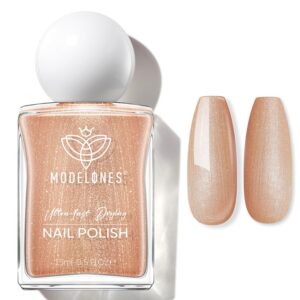 modelones Bronze Brown Nail Polish, 15 ml Metallic Brown Glitter Quick Dry Nail Lacquer Strengthener Long Last Shine Fingernail Toe Nail Art DIY Home Travel Manicure Gift for Women Girls 0.5 Fl Oz