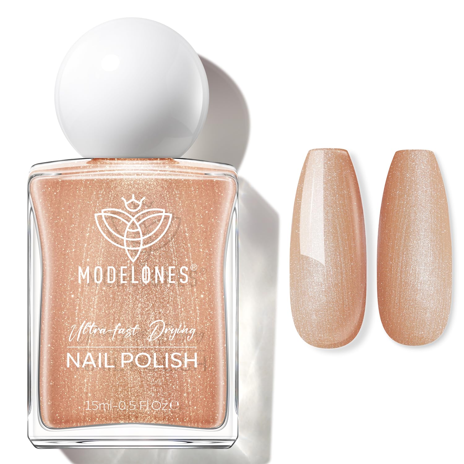 modelones Bronze Brown Nail Polish, 15 ml Metallic Brown Glitter Quick Dry Nail Lacquer Strengthener Long Last Shine Fingernail Toe Nail Art DIY Home Travel Manicure Gift for Women Girls 0.5 Fl Oz