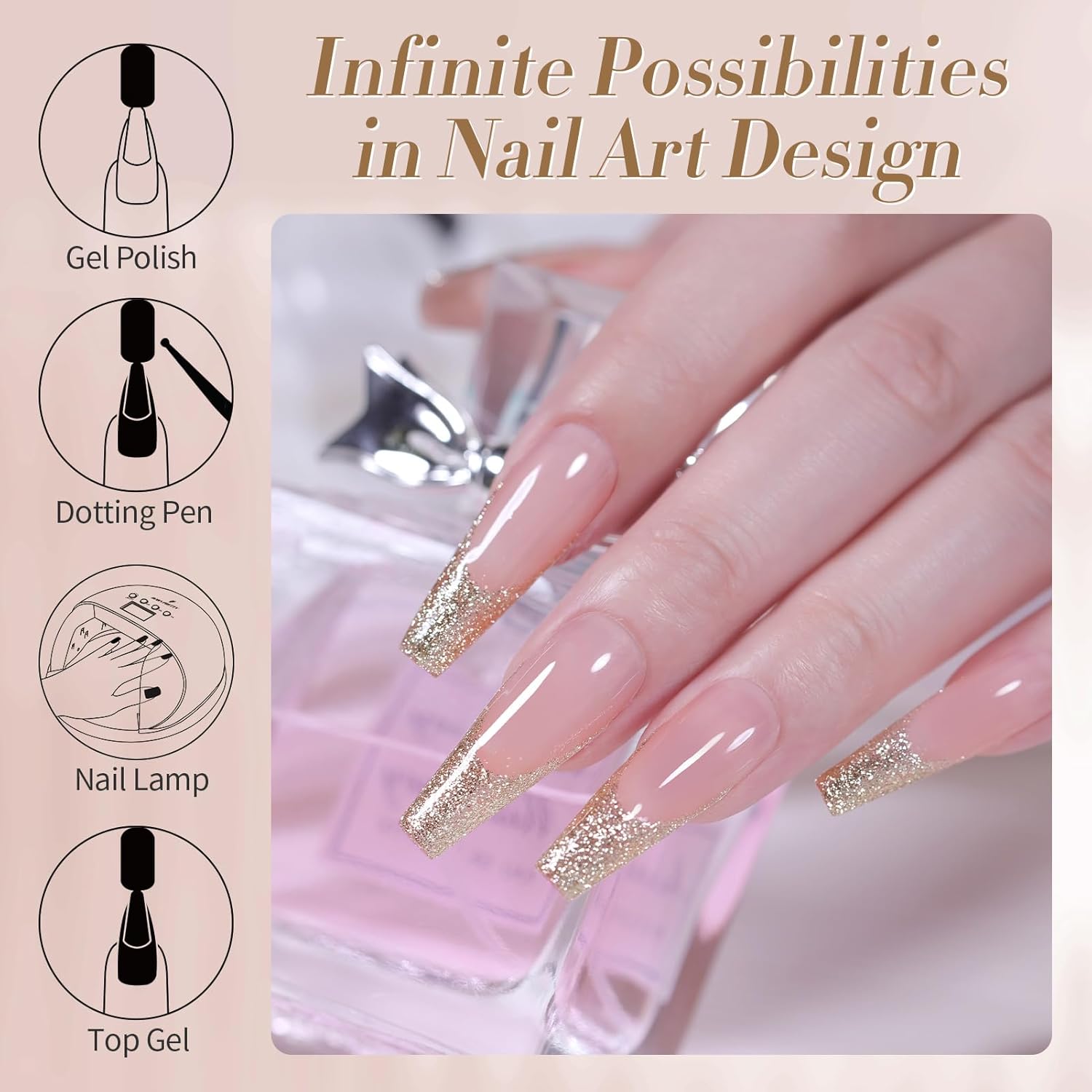 Born Pretty 15ML Champagne Platinum Glitter Gel Nail Polish Sparkly Shine - Image 6